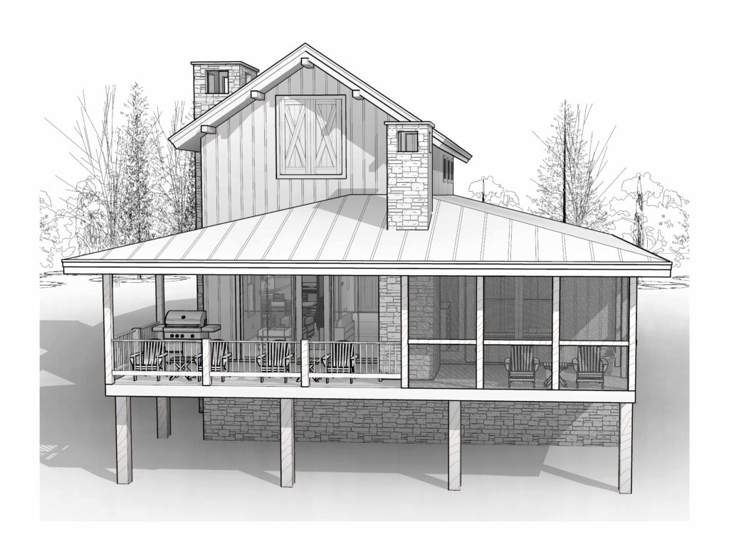 Hilltop Guest House Plan 3D
