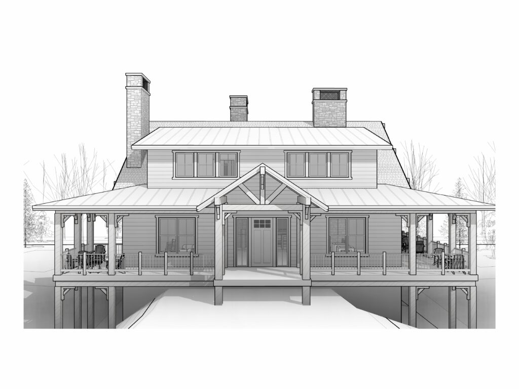 Lake Club House House Plan 3D